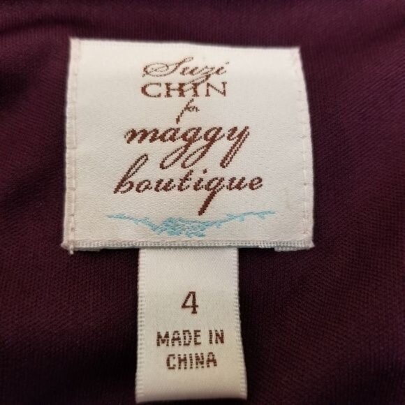 Suzi Chin Maggy Boutique Dress 4 Eggplant Purple Formal Prom Wedding Coquette - Picture 5 of 7